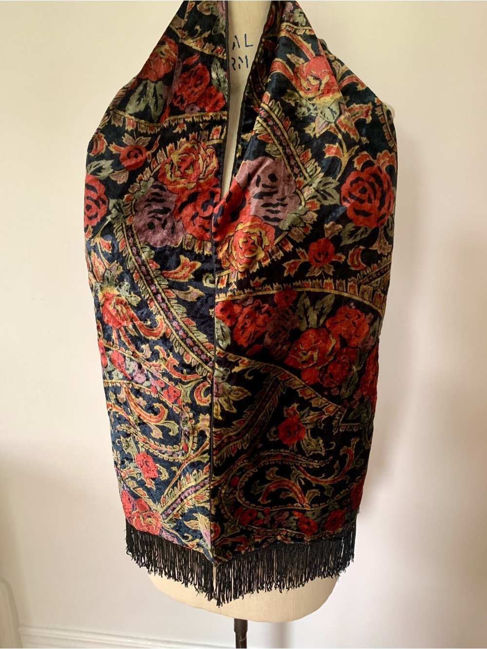 Velvet Roses Fringed Scarf
